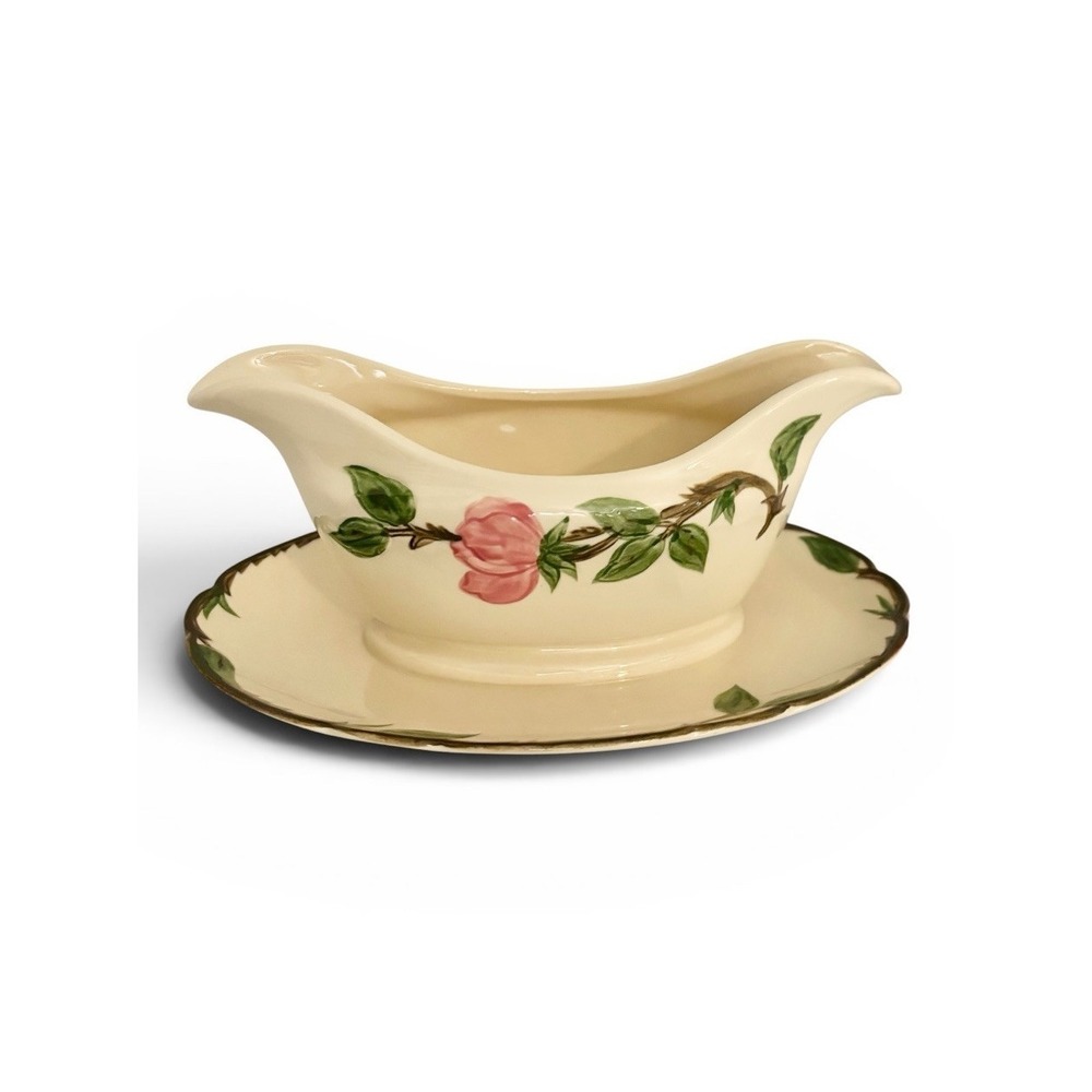 Vintage Franciscan Desert Rose Gravy Boat with Underplate Made In England MINT